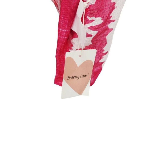 Tie Pink White Kimono Cardigan Open Front Lightweight Cover-Up One SZ Womens - Picture 5 of 6